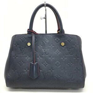 Louis Vuitton Montaigne Handbag Monogram Empreinte Navy Blue
